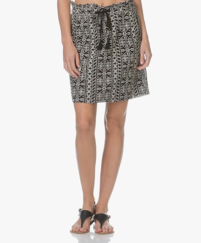Indi & Cold Embroidered Viscose Skirt - Carbon
