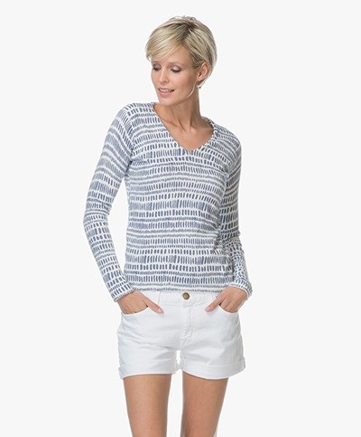 Belluna Giorno Fine Knitted Sweater - Blue/Off-white