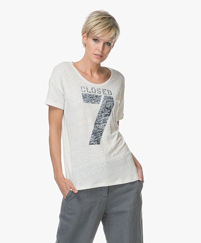 Closed Linen T-shirt with Print - Ivory
