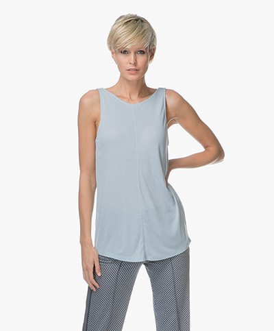 Drykorn Esim Jersey Top with Low-cut Back - Greyish Blue
