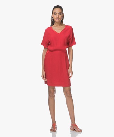 MKT Studio Robil Viscose Dress with Satin - Red