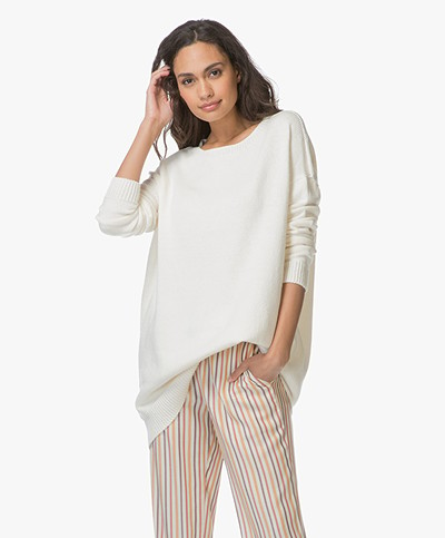 Majestic Oversized Pullover with Cashmere - Off-white
