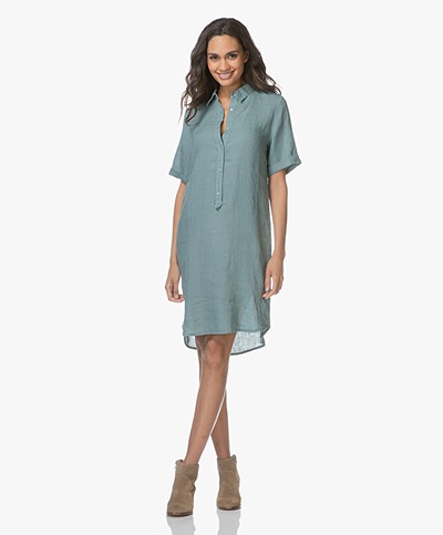 Belluna Terre Linen Shirt Dress - Jade