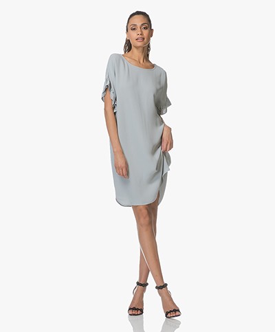 Repeat Dress with Frill Sleeves - Steel