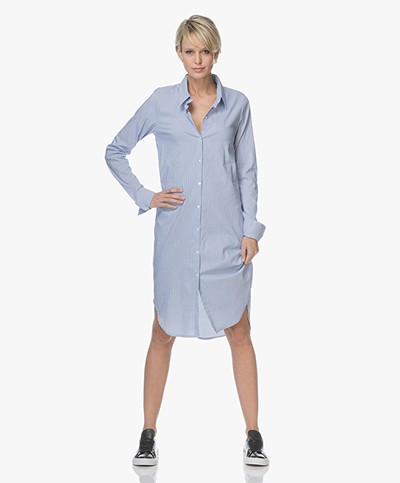 Woman by Earn Ellen Striped Shirt Dress - Light Blue 