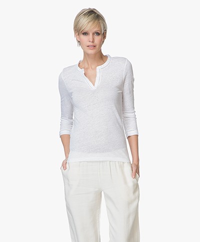 Belluna Nucci Linen Cropped Sleeve T-shirt - White 