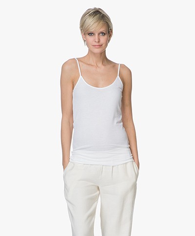 Majestic Refined Ribbed Jersey Top - White
