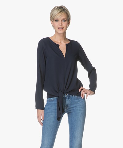 Woman by Earn Emily Blouse with Knot Detail - Navy