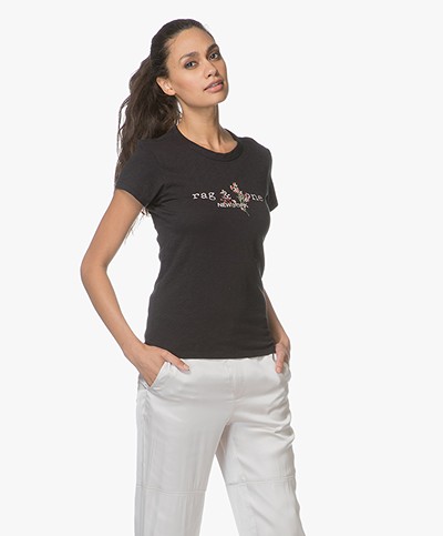 Rag & Bone / Jean Bouquet Logo Print T-shirt - Zwart