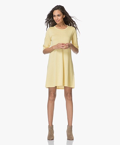 Repeat Fine Knitted A-line Dress - Yellow