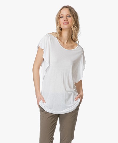 BRAEZ Titty T-shirt with Flounce Sleeves - White 