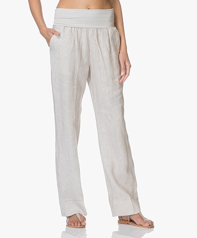 no man's land Linen Pants with Jersey Waistband - Sandstone