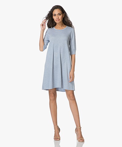 Repeat Fine Knitted A-line Dress - Light Blue