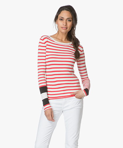 Woman by Earn Babs Striped Sweater - Electric Red