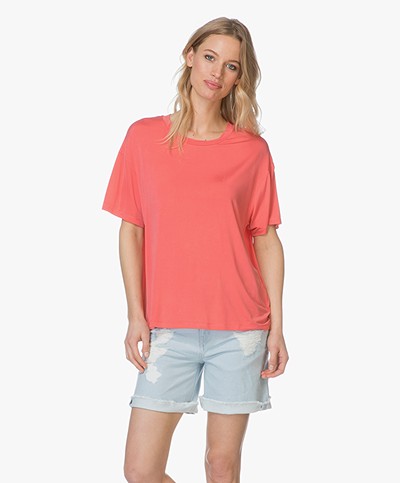 Drykorn Kyla Cupro T-shirt - Coral Red