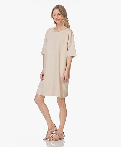 Friday's Project Oversized Linen T-shirt Dress - Beige 