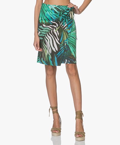 Kyra & Ko Jet Pareo Skirt with Jungle Print - Turquoise
