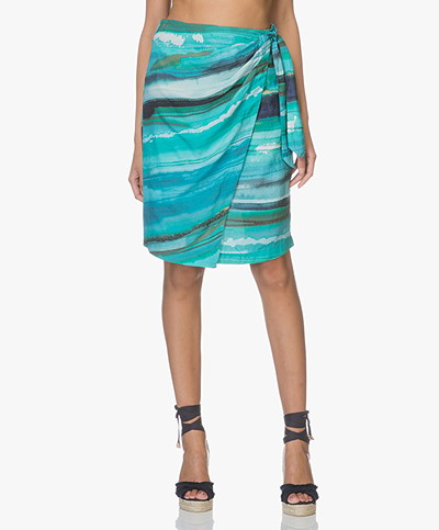 Kyra & Ko Kyra Pareo Skirt with Ocean Print - Turquoise