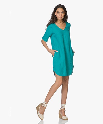 Kyra & Ko Jikke Linen Dress - Turquoise