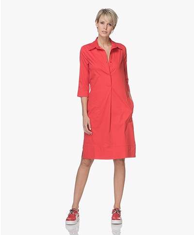 LaSalle Cotton Shirt Dress - Red