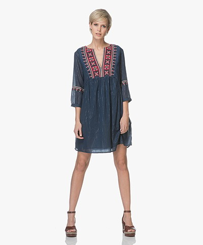 ba&sh Agda Embroidered Voile Dress - Blue