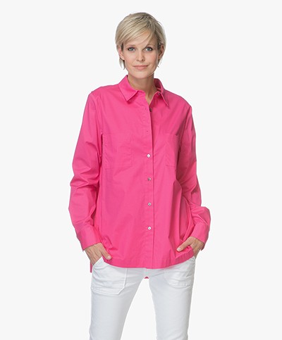 Repeat Cotton Blouse with Side Slits - Magenta