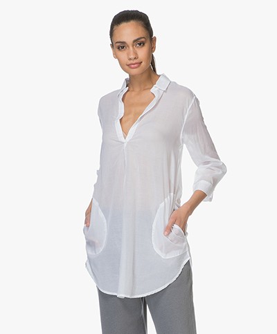 Majestic Filatures Cotton Tunic Blouse with Jersey Back - White