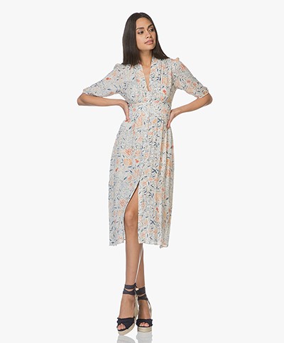 ba&sh Idol Print Dress with Lurex Details - Ecru