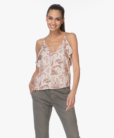 Magali Pascal Whisper Print Top met Volants - Nude Valence