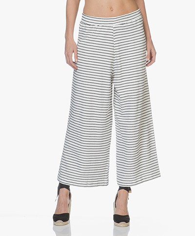 LEÏ 1984 Calliste Striped French Terry Culottes - Nacre/Navy