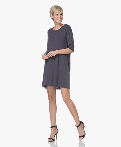 Repeat Fine Knitted A-line Dress - Dark Blue