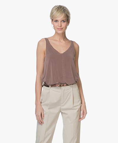 Friday's Project Cupro V-neck Top - Wine 