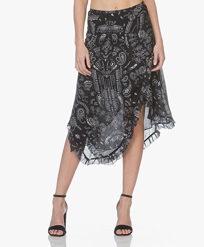 IRO Banem Asymmetric Skirt with Print - Black