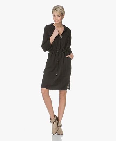 LaSalle Linnen Dress with Drawstring - Black