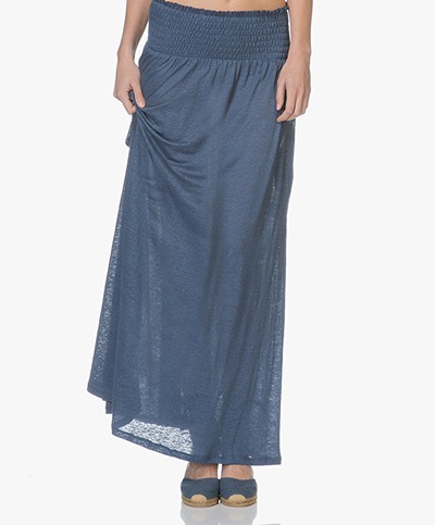 Majestic Filatures Linen Jersey Maxi Skirt / Strapless Dress - Blue Jean