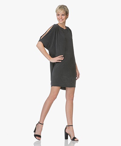 Friday's Project Cupro Cold-shoulder Dress - Wash Black