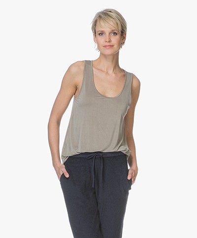 Majestic Cupro Top with Box Pleat - Army