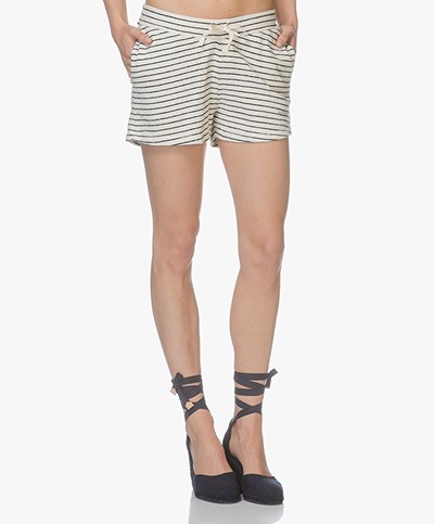 BY-BAR Peppe Stripe Sweat Shorts - Cream/Off Black