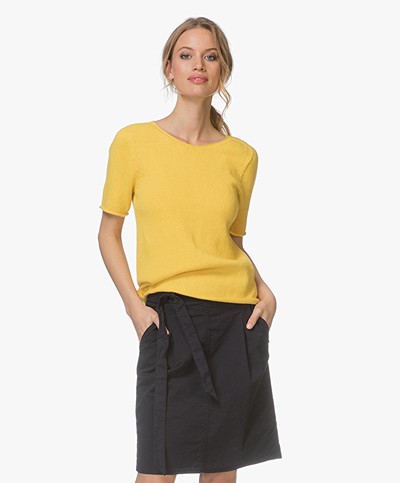 Majestic Short Sleeve Pullover with Cashmere - Honey