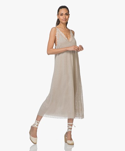 American Vintage Flaxcity Fine Knitted Linen Midi Dress - Ficelle