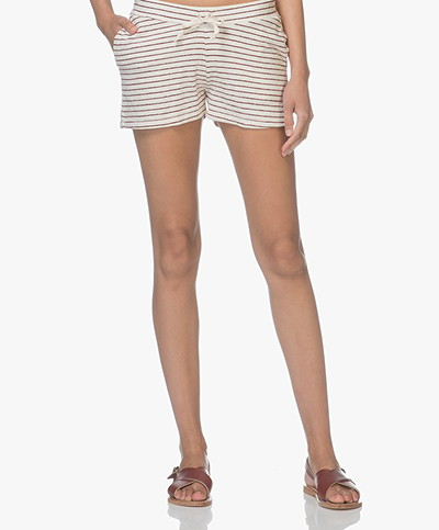 BY-BAR Peppe Stripe Sweat Shorts - Cream/Wine