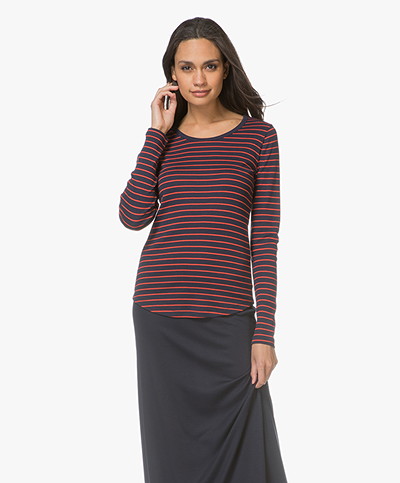 Closed Striped Long Sleeve - Navy
