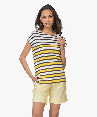 Petit Bateau Linen Striped Tee - Yellow/White/Navy
