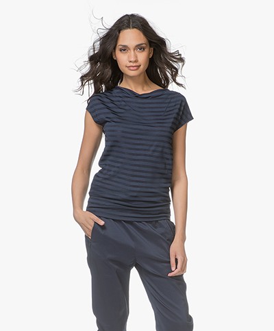 HUGO Navani Sheer Striped T-shirt - Open Blue