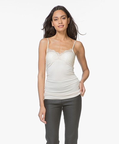 By Malene Birger Wasikio Strap Top with Lace - Angora 