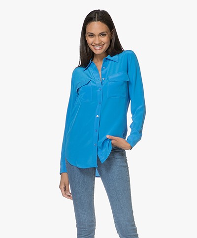 Equipment Slim Signature Washed-silk Shirt - Brilliant Blue