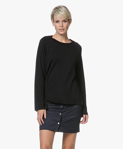 Filippa K Cashmere Split Sweater - Black