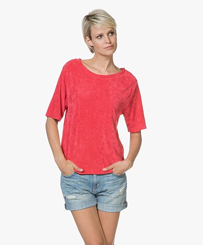 American Vintage Ponpon Velvet T-shirt - Red Berries