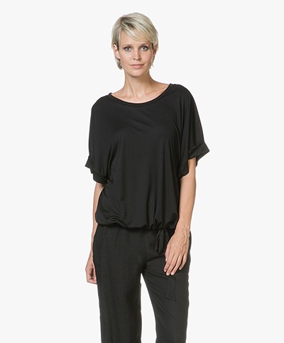 Closed Tencel T-shirt with Tie Detail - Black