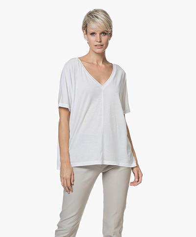 Drykorn Adala Viscose Blend Reversible T-shirt - White 